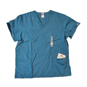 Cherokee  Workwear Men’s Short Sleeve  Scrub Top With Pockets - Large - Teal